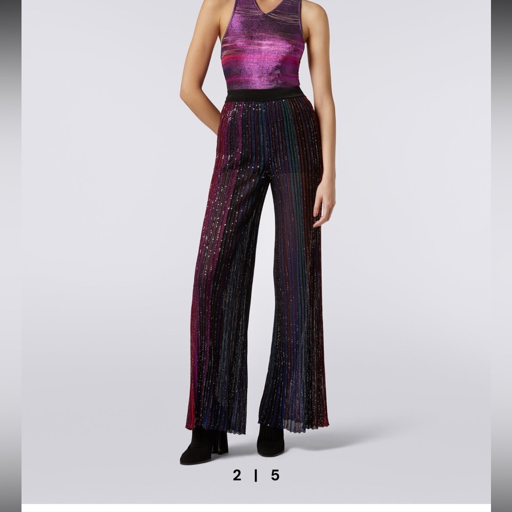 Missoni Flared pleated viscose blend trousers with sequins